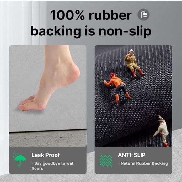 NWT Bath Mat Rubber Non Slip Absorbent Quick Dry Bathroom 16” x 24” DARK GRAY - Picture 7 of 8